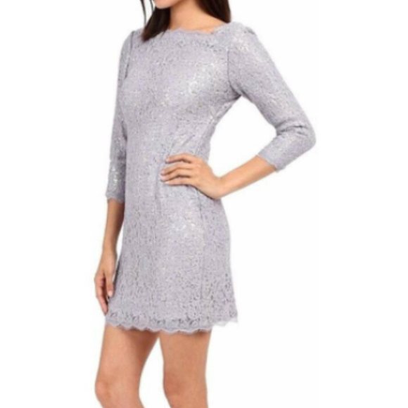 Adrianna Papell Dresses & Skirts - Adrianna Papell Lace Sequin Light Blue Lace Cocktail Formal Dress Size 12